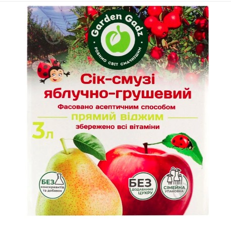 Сік-смузі Garden Gadz 3л яблучно-грушевий з м’якоттю